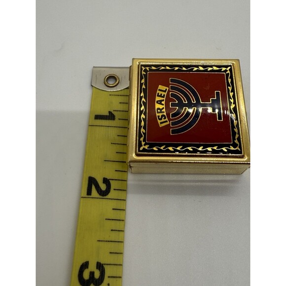 Old Vintage Israeli Menorah Pill Box Or Trinket Metal Gold-Tone Travel - Picture 4 of 11